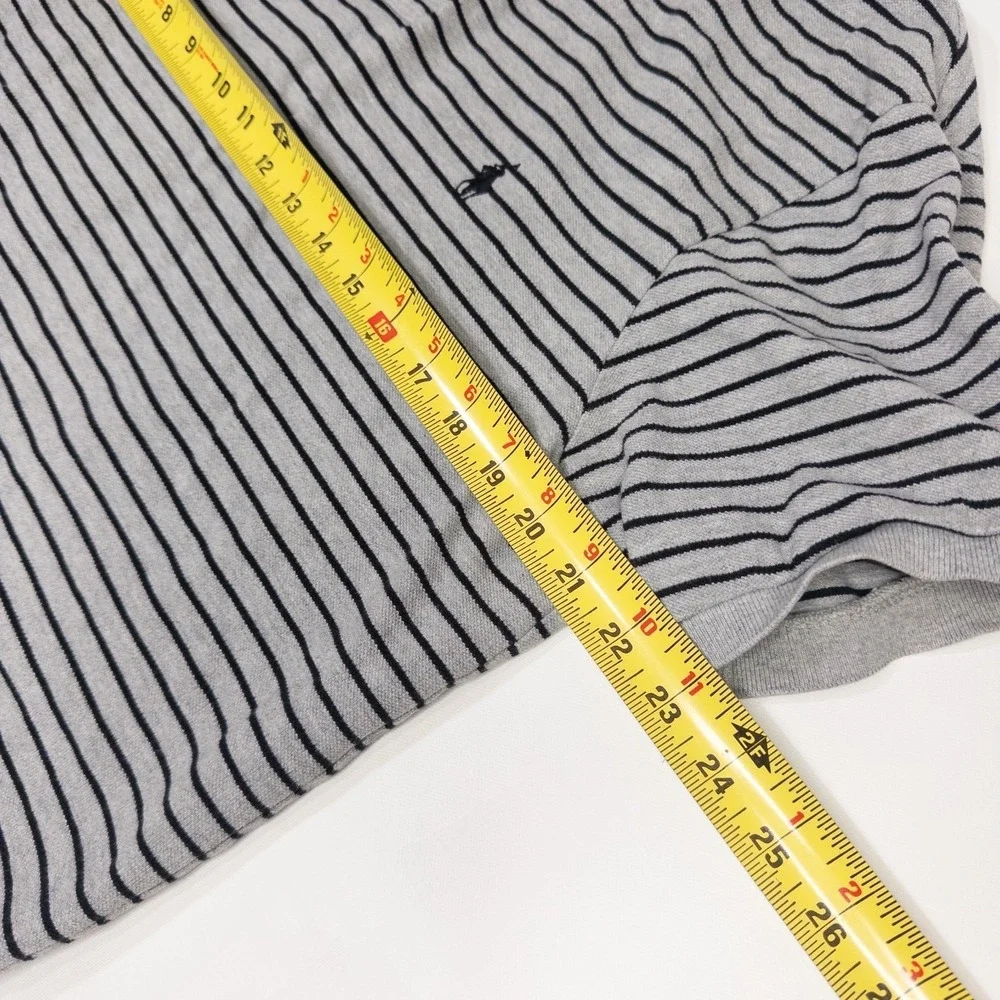 Polo Ralph Lauren Polo Short Sleeve Shirt Mens XL Cotton Gray Black Striped